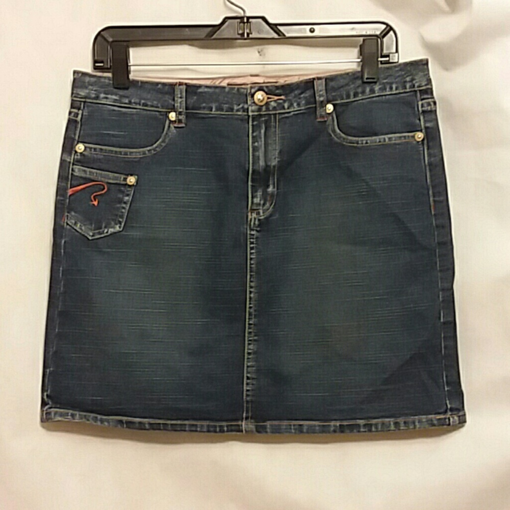 Fetish Stretch Denim Skirt Blue Jean Womens 11/12 Y2K